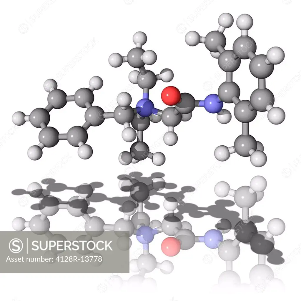 Denatonium, molecular model. This is the bitterest compound known to man. It is added to many harmful liquids to prevent their ingestion. Atoms are re...