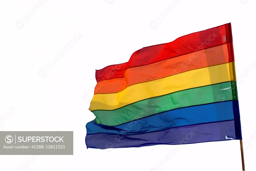 Rainbow gay pride flag on a white background.