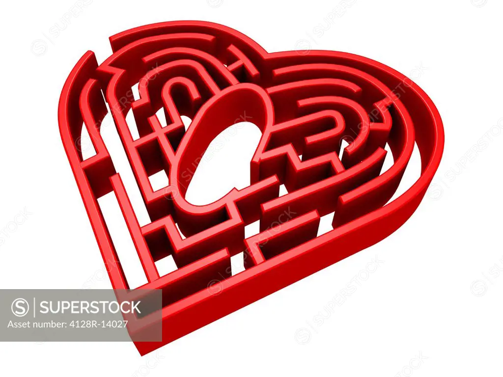Computer artwork of the human heart conceptualized as a maze.