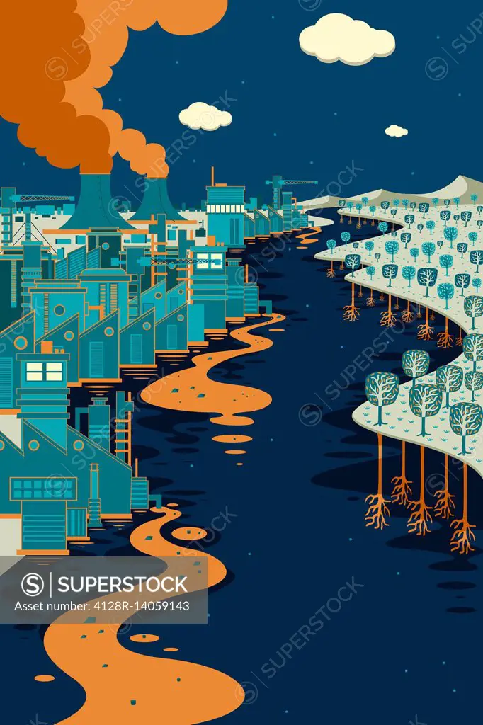 Illustration of chemical waste and pollution