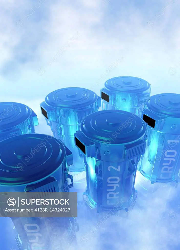 Cryogenics containers, illustration