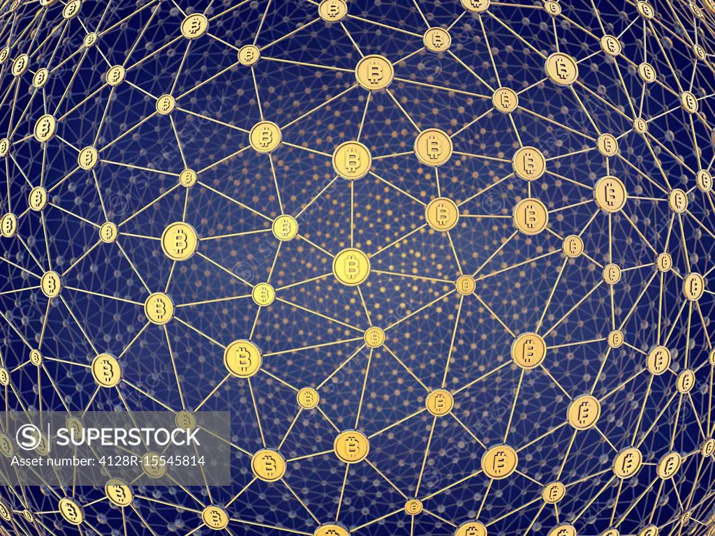 Cryptocurrency network, conceptual illustration