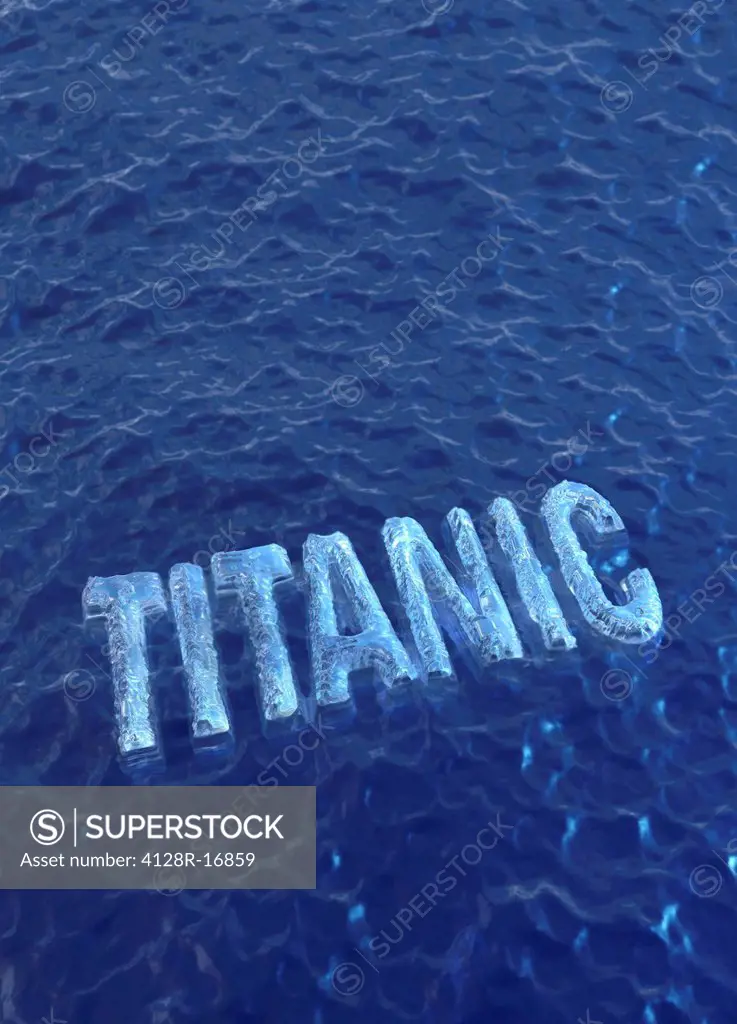 Titanic. Conceptual computer artwork of the sinking of RMS Titanic. The Titanic was the largest ocean liner ever built at the time, and was reputed to...