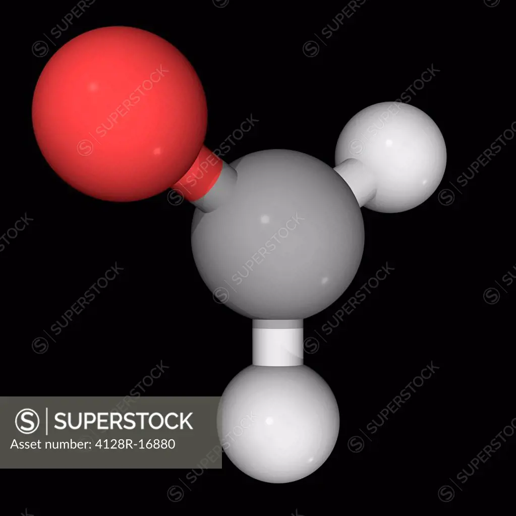 Formaldehyde, molecular model. Organic compound, the simplest aldehyde. Colourless toxic gas with pungent door. The solution of formaldehyde in water ...