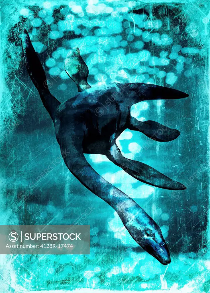 Loch Ness monster, computer artwork.