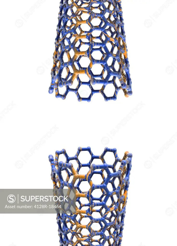 Carbon nanotubes, computer artwork.