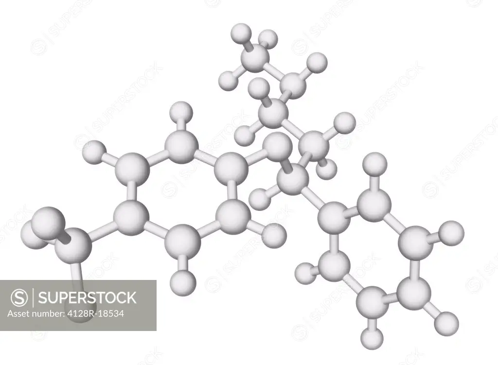 Prozac. Molecular model of the antidepressant fluoxetine, marketed as Prozac.
