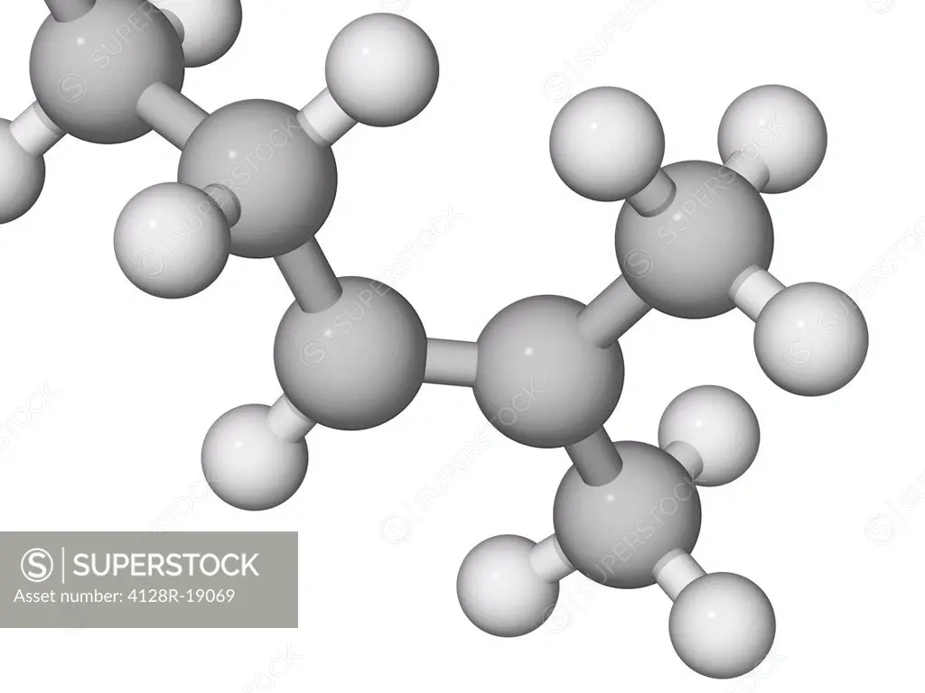 Molecular model. Part of a geraniol molecule.