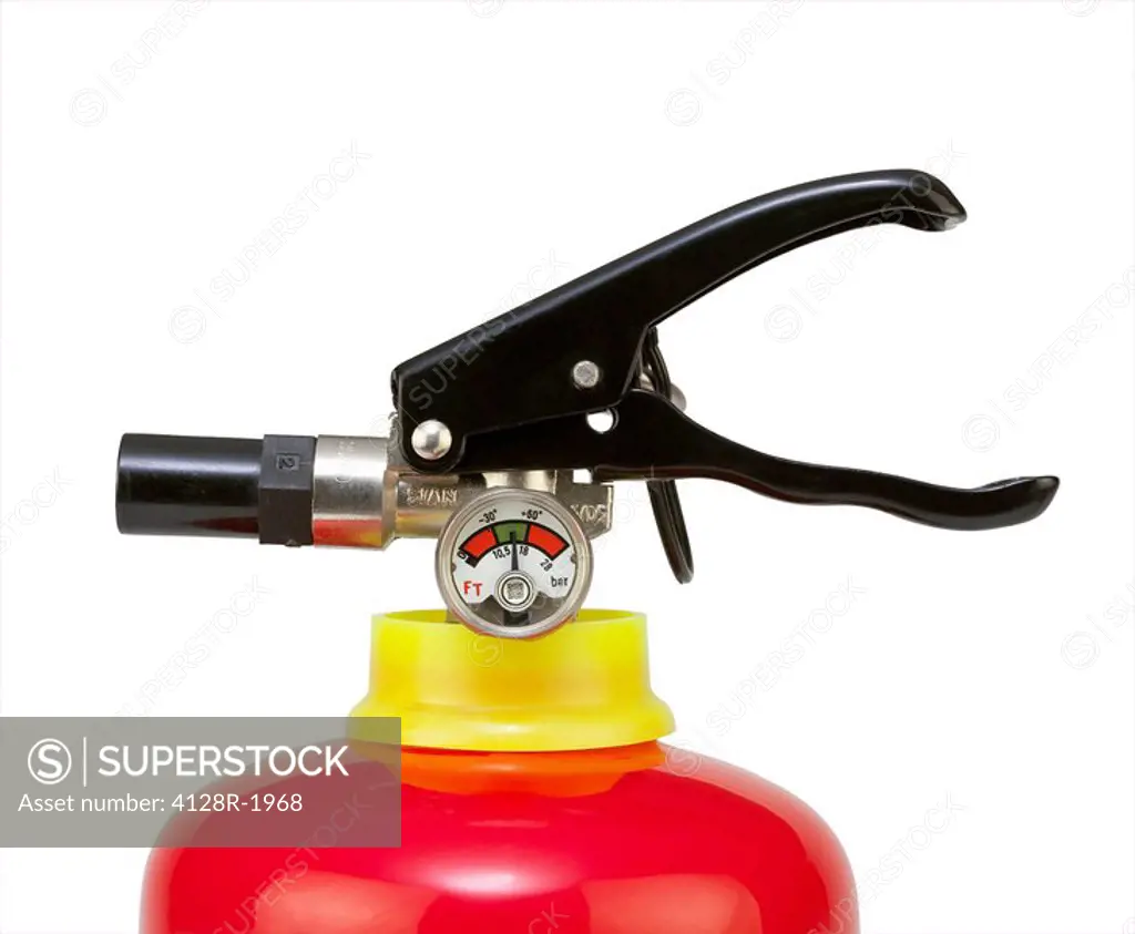 Pressure gauge on fire extinguisher