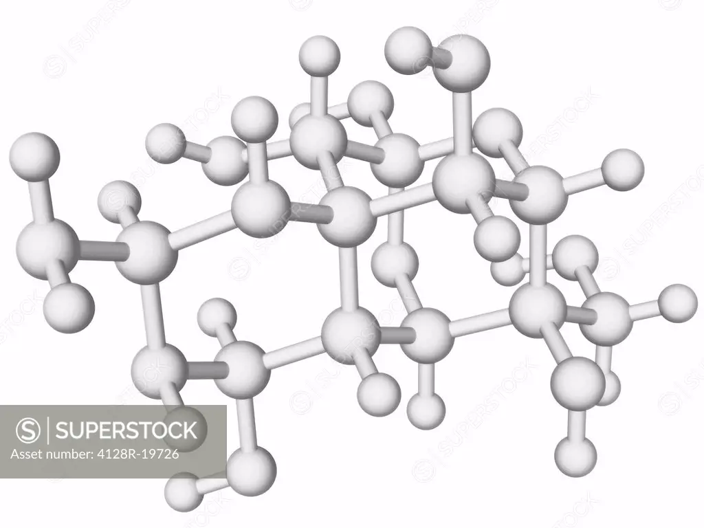 Tetrodotoxin molecule. Molecular model of a molecule of tetrodotoxin TTX, a powerful neurotoxin.