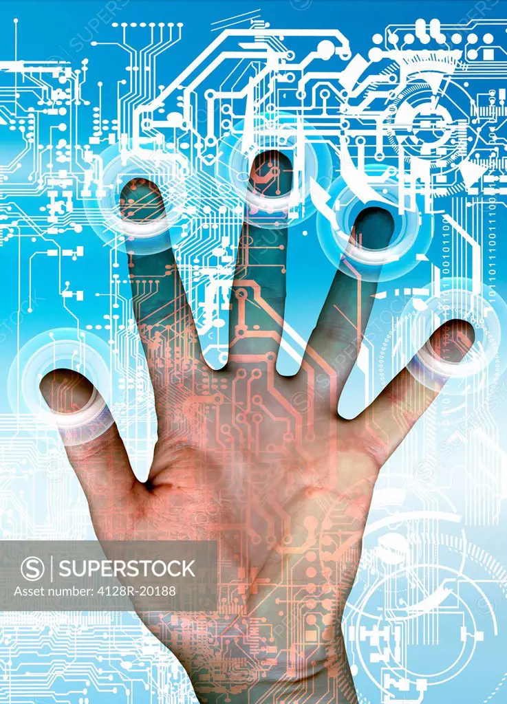 Fingerprint scanner, computer artwork.