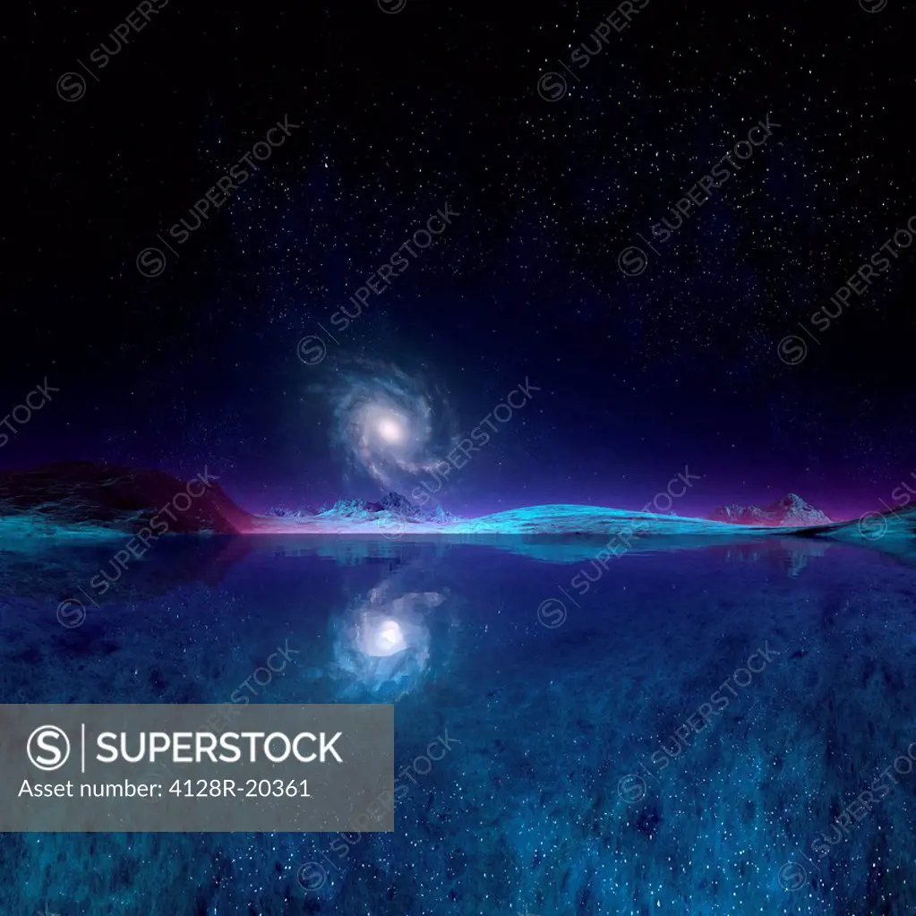 Galaxy seen from an alien planet, artwork