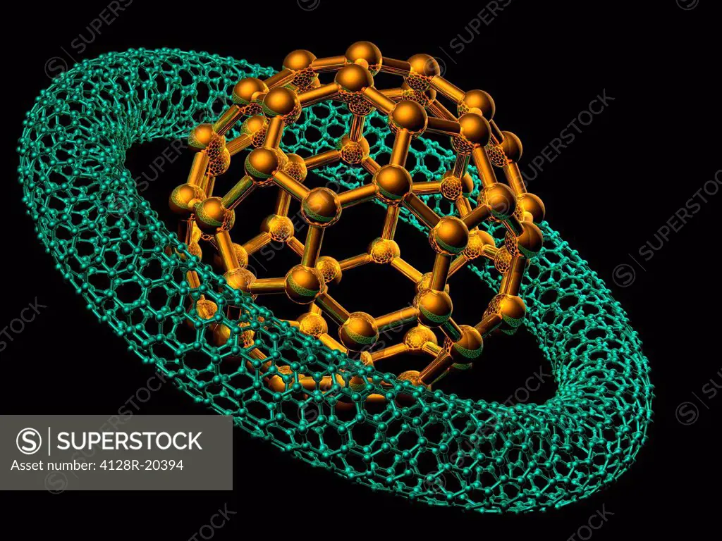Buckyball and nanotube, artwork