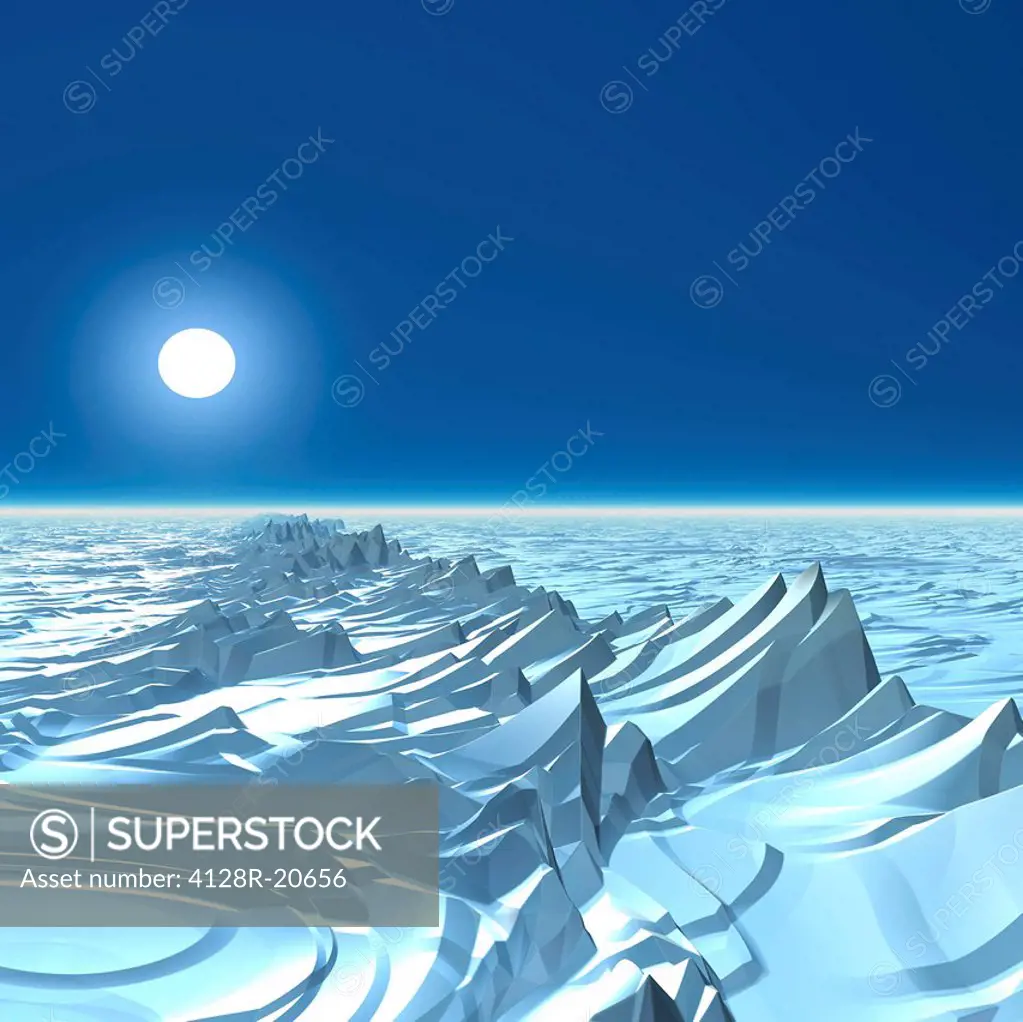Icy alien planet, artwork