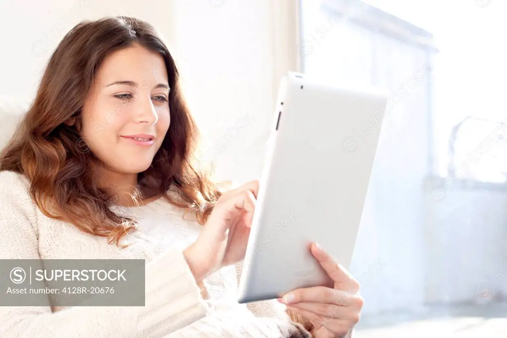 Woman using a tablet computer