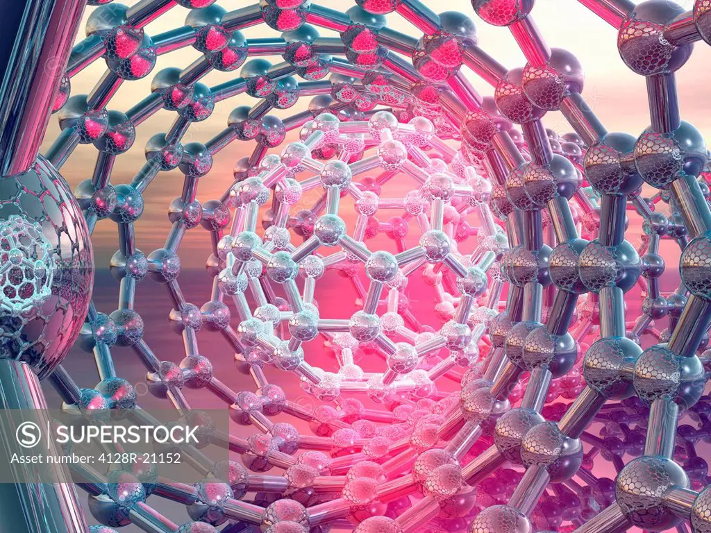 Buckyball in a nanotube, artwork