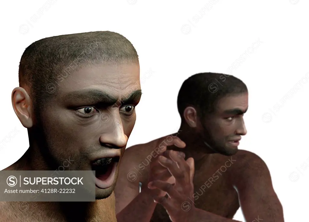 Neanderthal man, computer artwork.