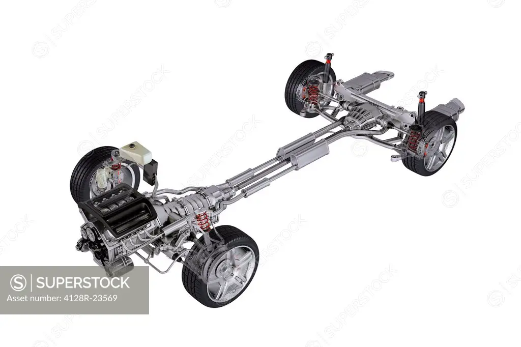 Car chassis, computer artwork.
