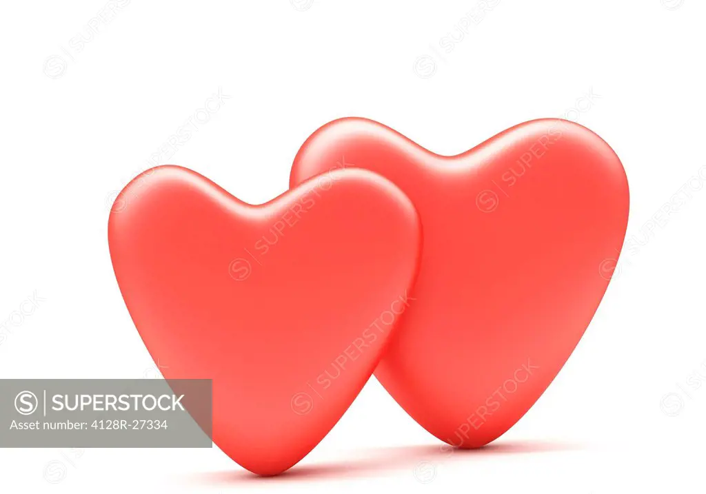 Red hearts, computer artwork.