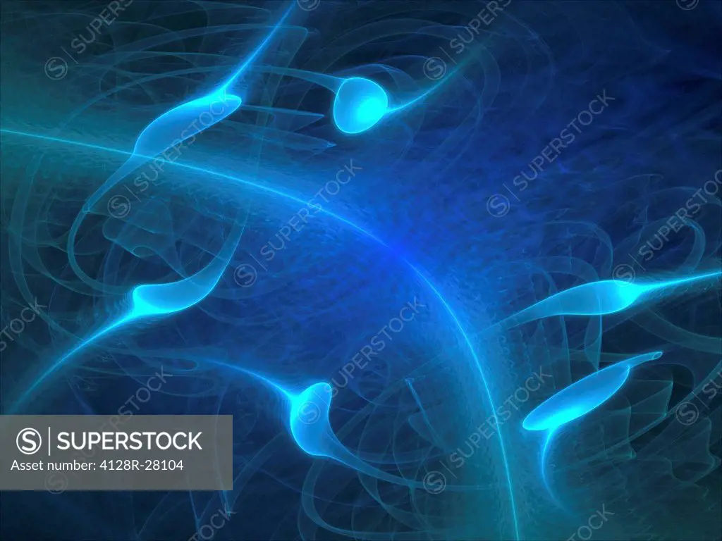 Computer artwork depicting nerve cells and neural communication.
