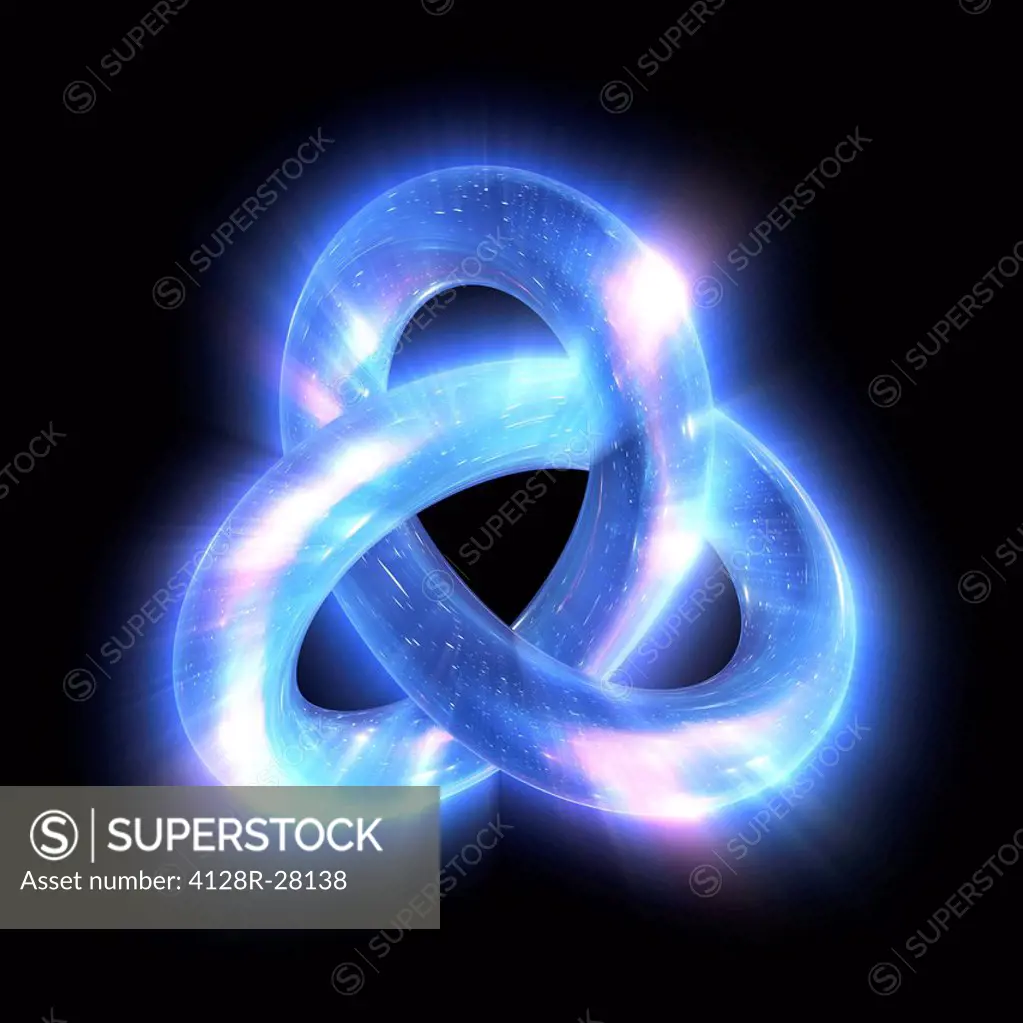 Big Bang, conceptual image. Computer artwork representing the origin of the universe depicted by an infinity torus knot. The term Big Bang describes t...
