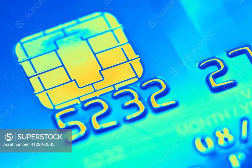 Credit card microchip, computer artwork