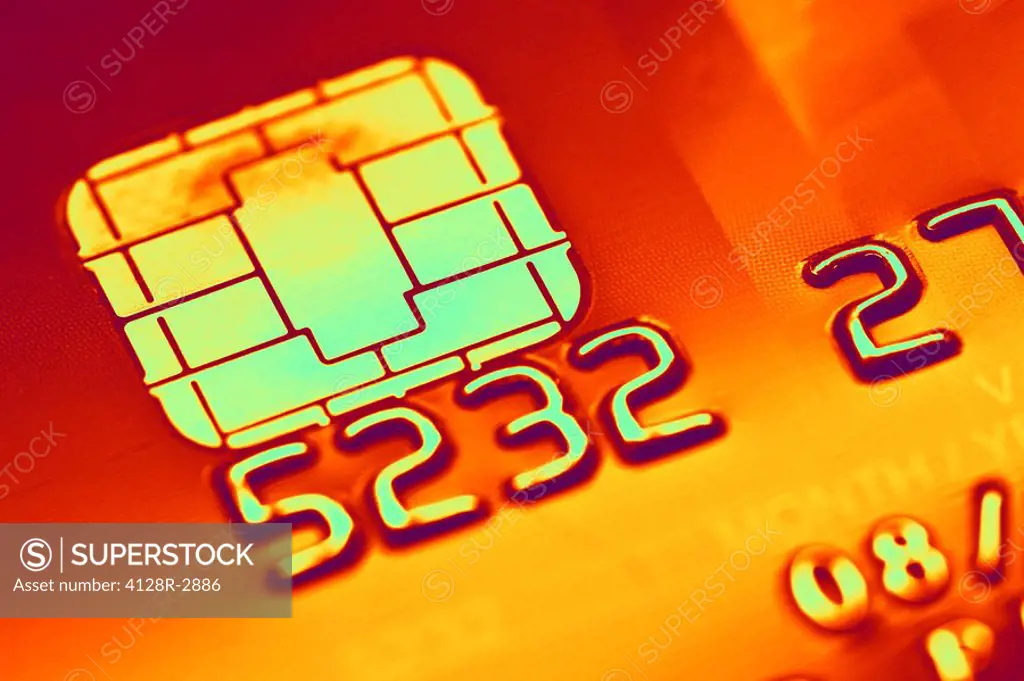 Credit card microchip, computer artwork