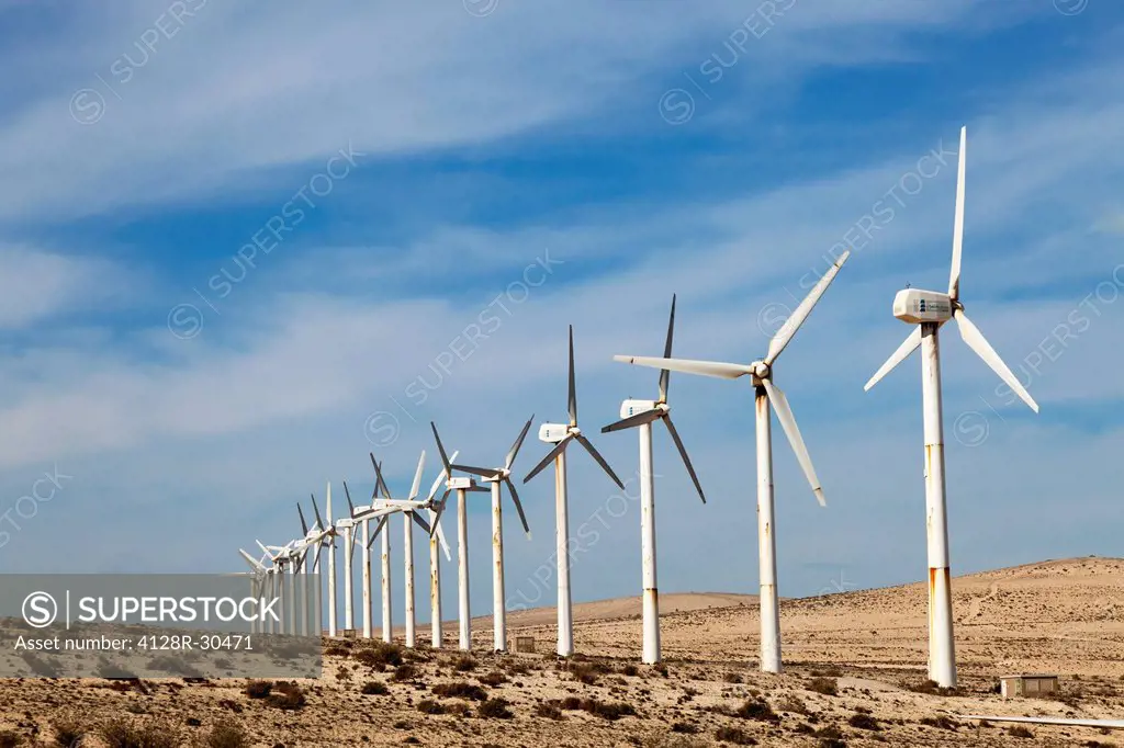 Wind turbines, Costa Calma, Fuerteventura, Canary Islands.