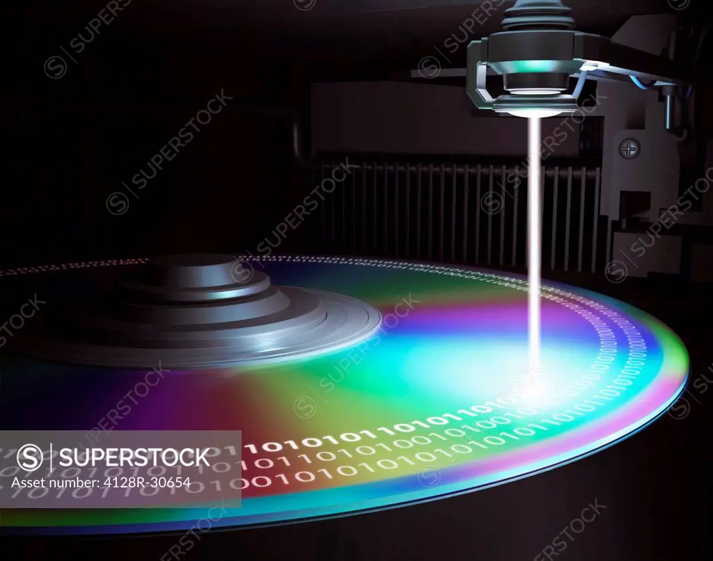 Writing to disc, computer artwork.