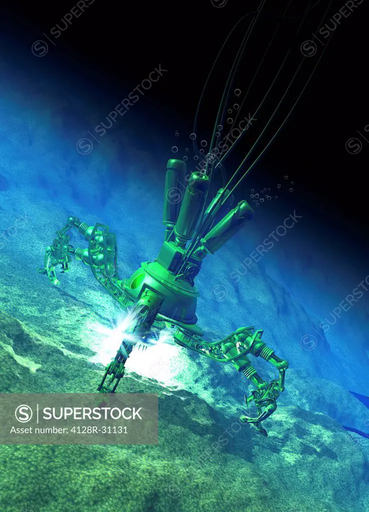 Deep sea mining, computer artwork.