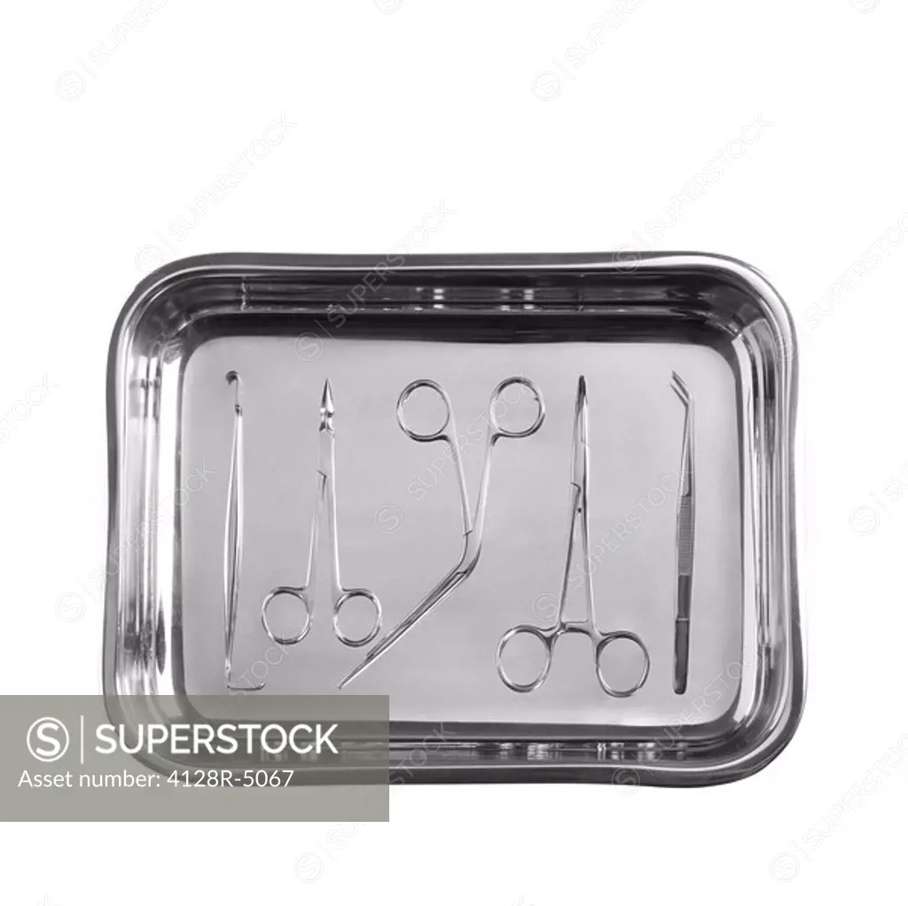 Forceps in a tray.