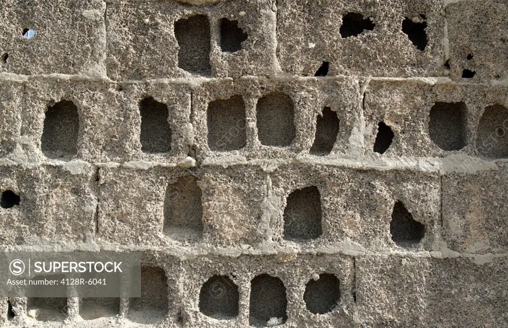 Eroded block wall