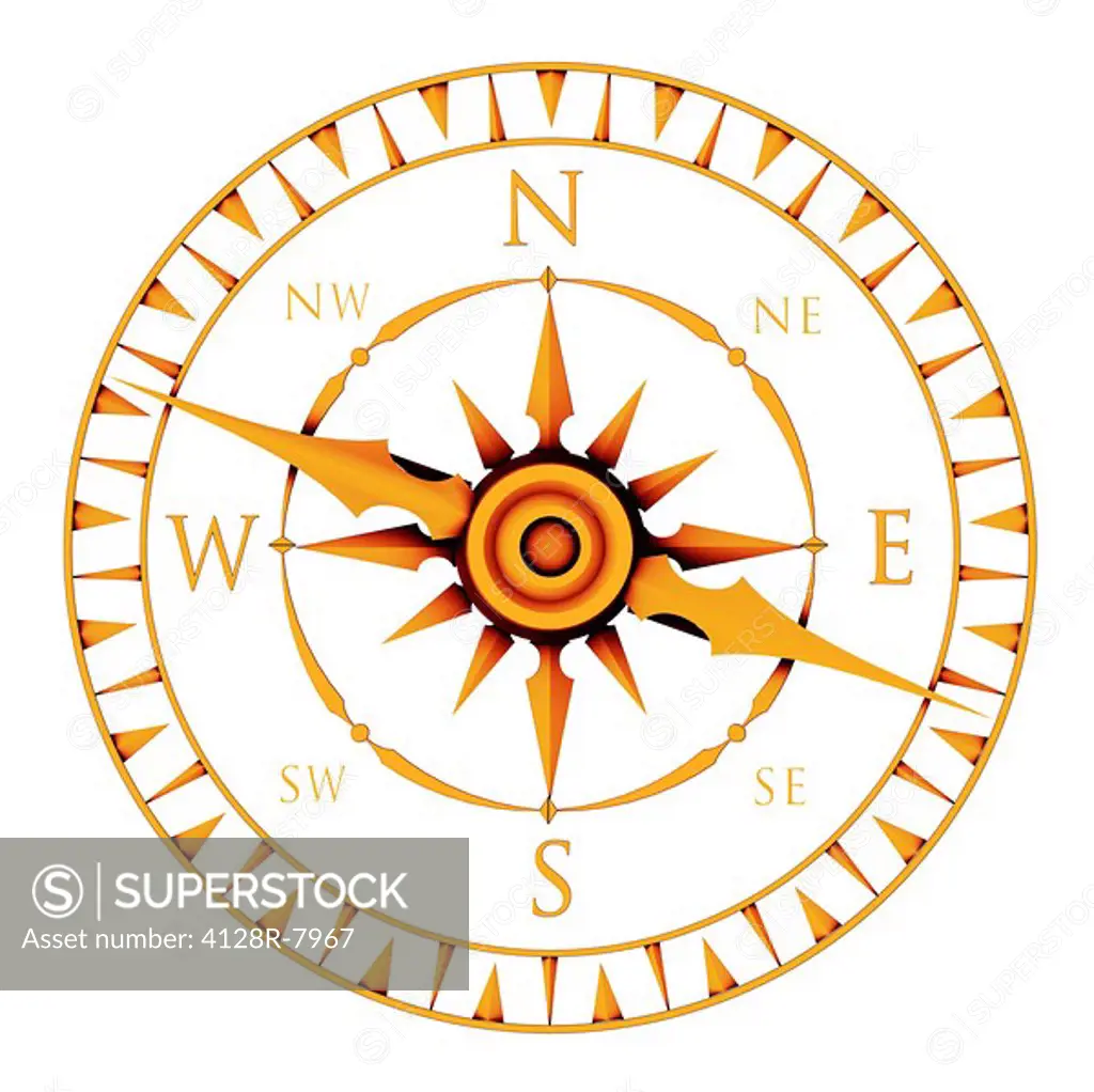Computer artwork of a compass rose.