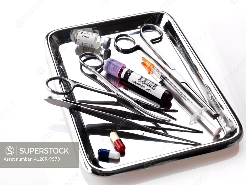 Medical equipment on a tray