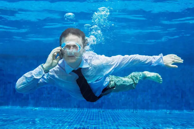 Businessman underwater