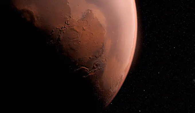 Mars from space, computer illustration.