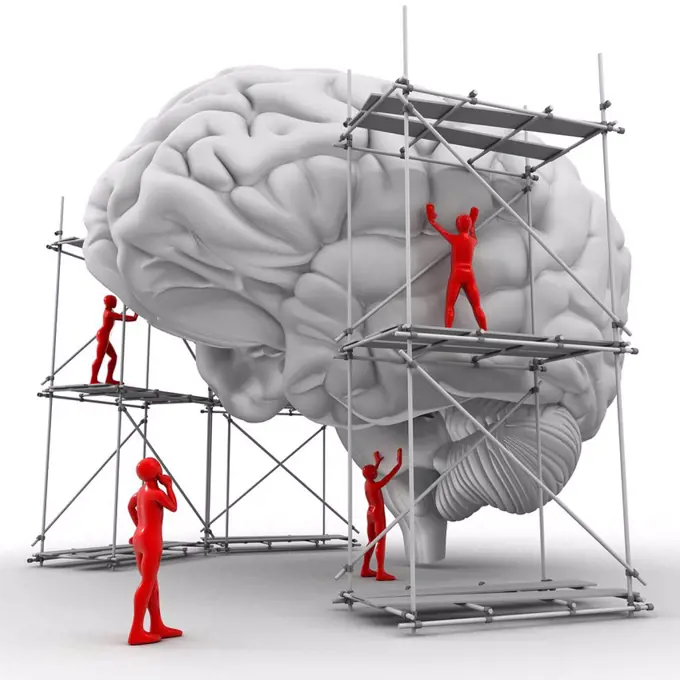 Brain with workers, mental health