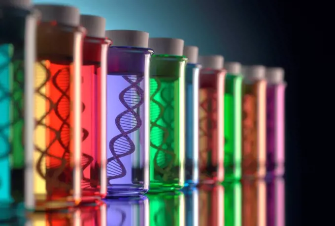 Test tubes with DNA, illustration