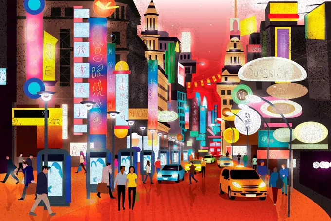 Illustration of city life