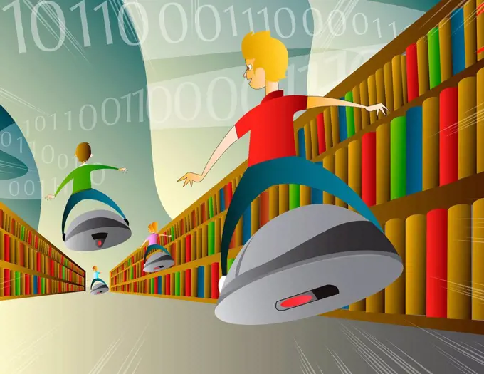 Illustration of high tech online education