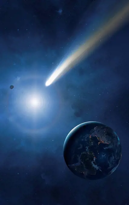 Comet and Earth, illustration