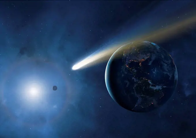 Comet and Earth, illustration