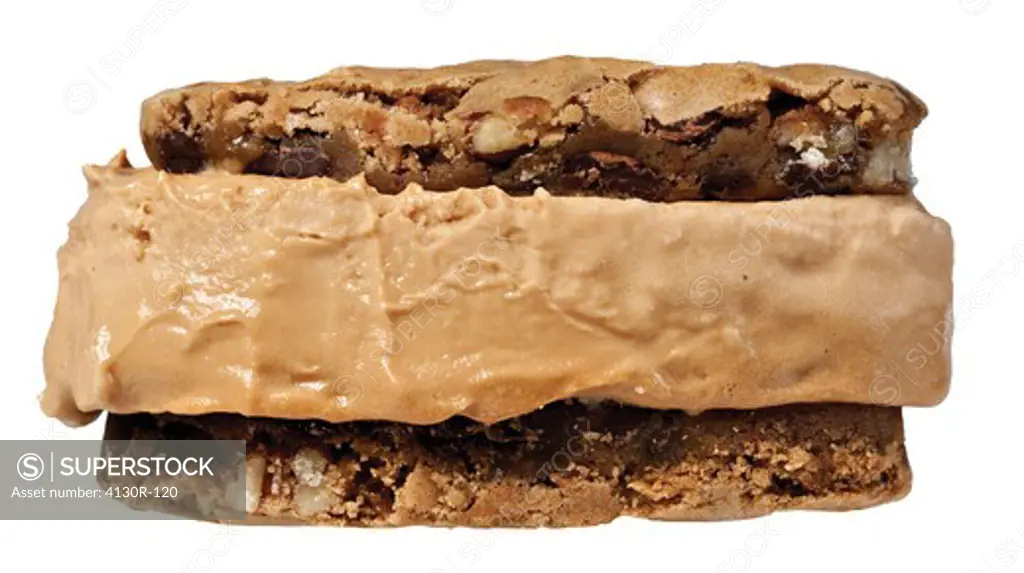 Close up of ice cream sandwich with pecan and sweet cream