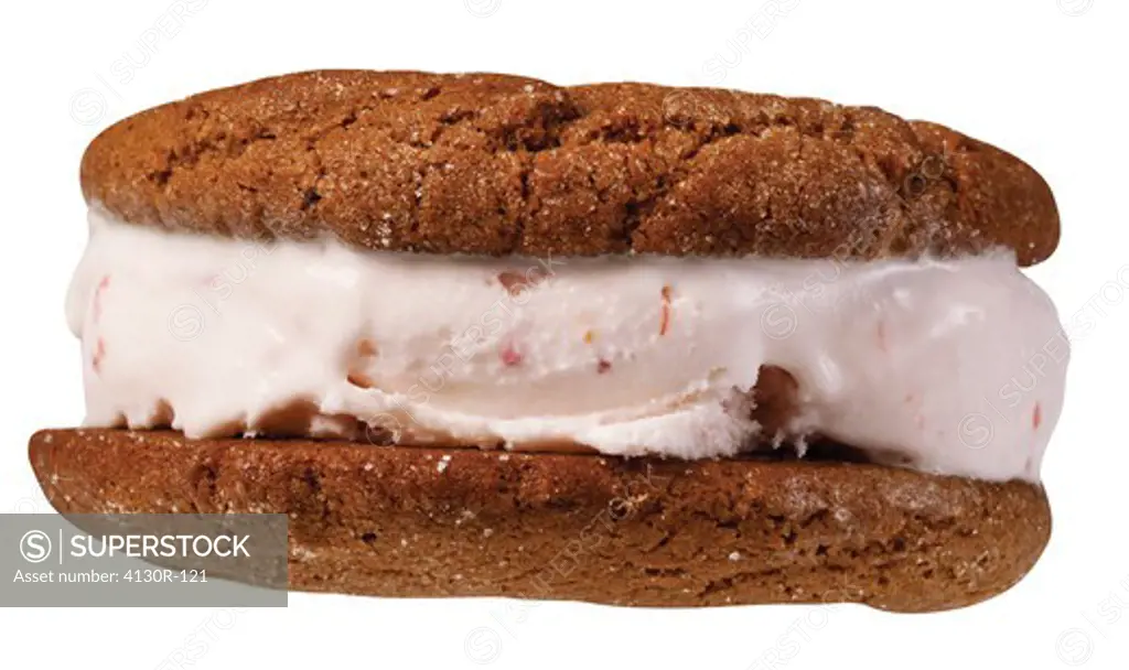 Close up of ice cream sandwich with black peeper spice cookie