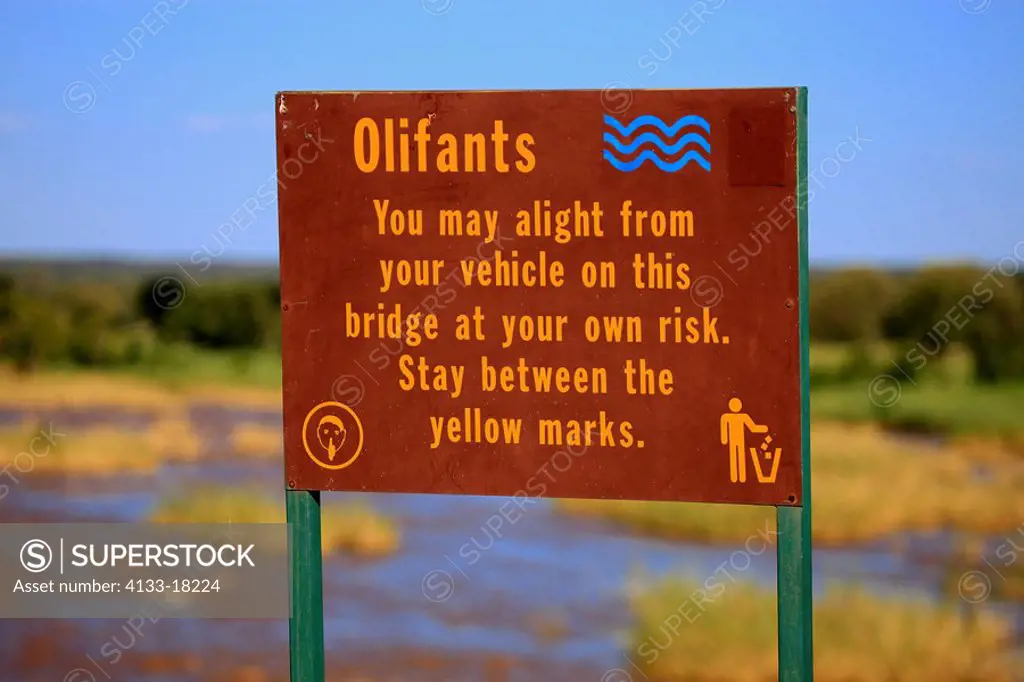 Olifants River,Kruger Nationalpark,South Africa,Africa,riverbed,Information board