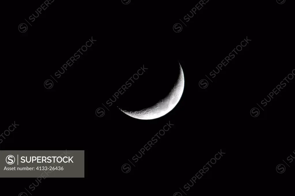 Moon,Luna,crescent,Ellerstadt,Germany,Europe,at night