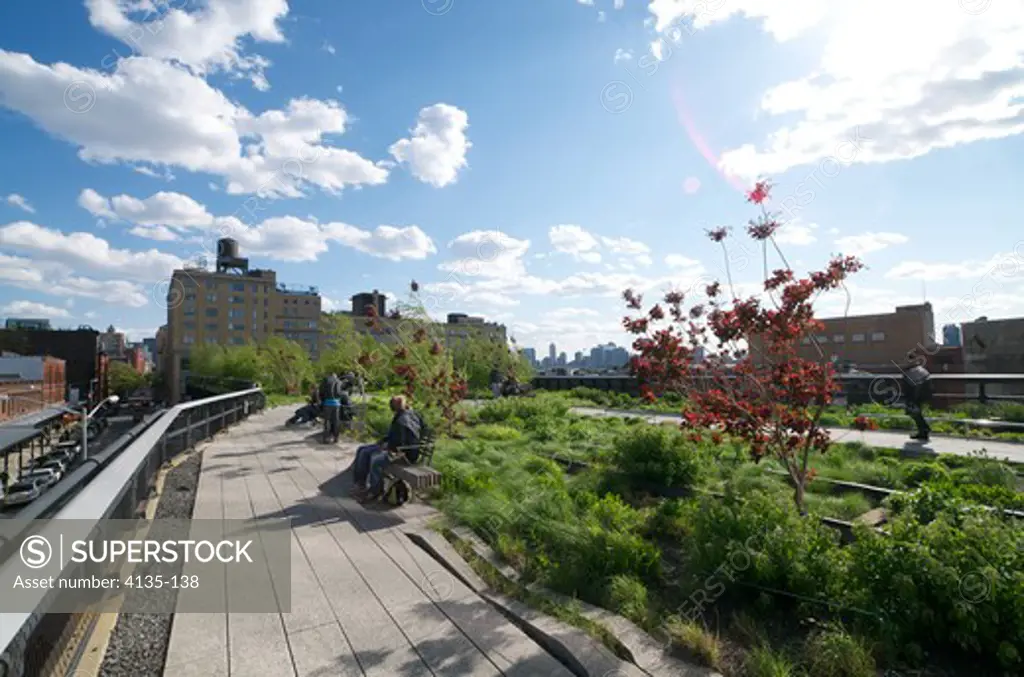 Park in a city, High Line Park, New York City, New York State, USA