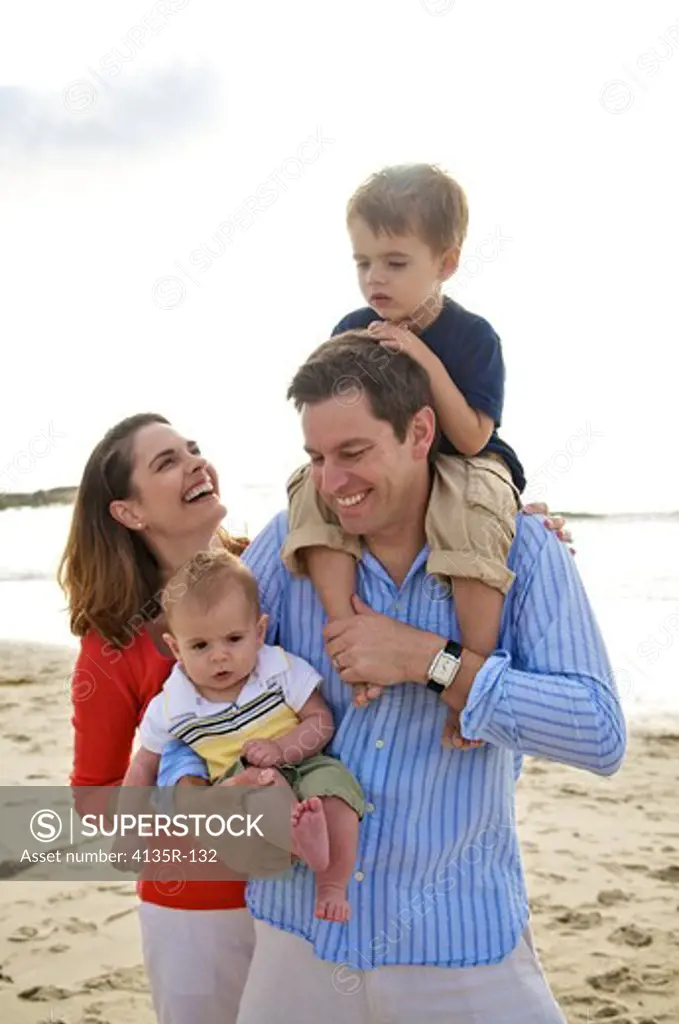 Family having fun on the beach, La Jolla, San Diego, San Diego County, California, USA