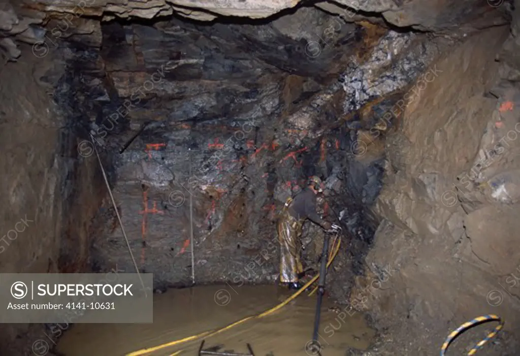 emerald mine - drilling for blasting underground s.w. vein, regal ridge, yukon territory, canada
