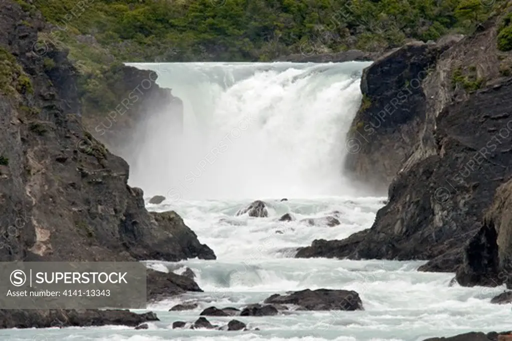 waterfall in the torres del paine national park. patagonia magallanes region patagonia chile